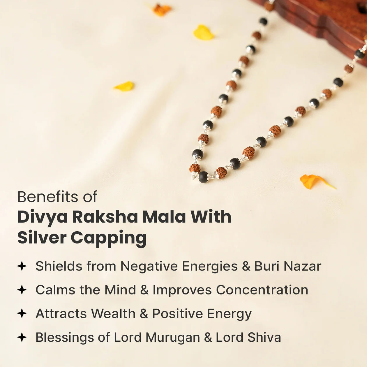 Raksha Rudraksha & Karungali Mala with Silver Capping