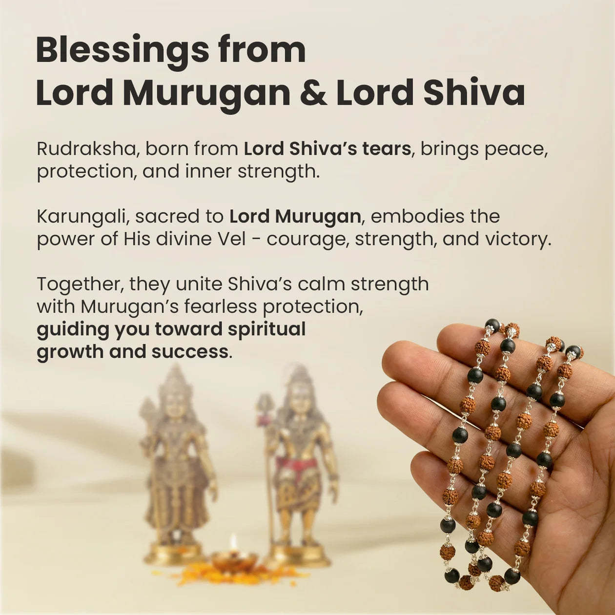 Raksha Rudraksha & Karungali Mala with Silver Capping